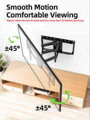 USX Mount Full Motion TV Wall Mount for 42-90 inch TV Holds up to 132lbs | TV Mount Bracket Dual Swivel Articulating Tilt 6 Arms, Max 16" Wood Studs, VESA 600x400mm, Fits 55/65/75/85/86"