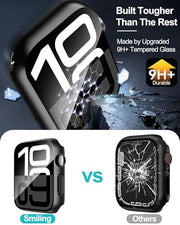 Smiling 2 Pack Case Built in Tempered Glass Screen Protector Compatible with Apple Watch Series 11 (2025)/Series 10 46mm, Hard PC Case Overall Protective Cover- Black