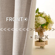 MIULEE 100% Blackout Linen Curtains for Bedroom 52x84 Inches Natural Beige | Room Darkening, Light Blocking, Thermal Insulated, Grommet Top, Linen Textured, Window Curtains for Living Room, 2 Panels