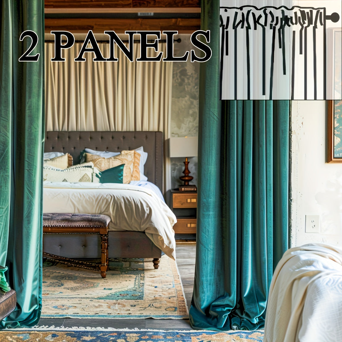 2 Panels\u002F Set Luxury Velvet Partition Curtains for Privacy, Room Divider Curtain Rod Pocket Curtains Office Home Decor