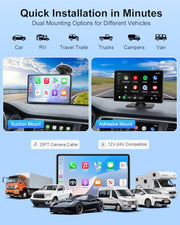 9" CarPlay Screen for Car, Wireless Apple CarPlay & Android Auto | with 1080P Backup Camera, Night Vision, Mirror Link, Voice Control, Bluetooth/FM/AUX Audio, Portable Touchscreen Display