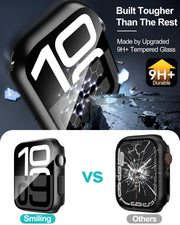 Smiling 2 Pack Case Built in Tempered Glass Screen Protector Compatible with Apple Watch Series 11 (2025)/Series 10 46mm, Hard PC Case Overall Protective Cover- Black
