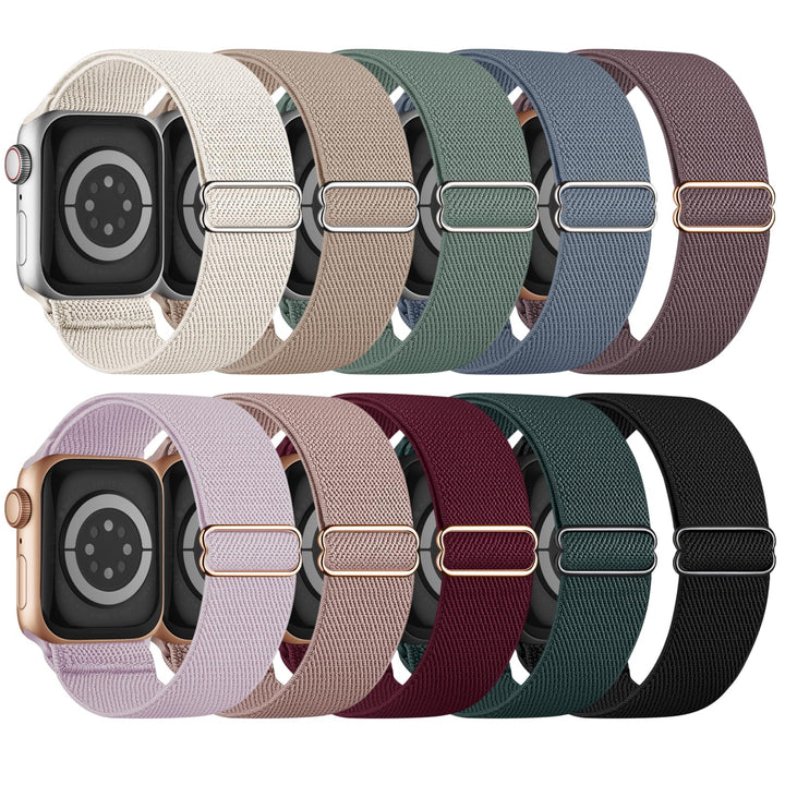 10 Pack Stretchy Bands Compatible with Apple Watch Band Women Men | 40mm 38mm 41mm 42mm 44mm 45mm 46mm 49mm Water-Resistant Solo Loop, Elastic Sport Straps for iWatch Series 12-1/SE/Ultra 4