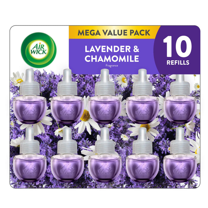 Air Wick Plug In Refills, Lavender & Chamomile, Essential Oils,10 count | A 10-count Lavender & Chamomile plug-in air freshener refill pack, infused with essential oils. Air Wick air fresheners.
