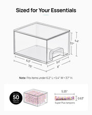 Vtopmart 4 Pack Small Clear Stackable Storage Drawers, Fits Narrow Spaces | Multi-Use Plastic Bins for Bathroom Cabinet Organizer, Makeup, Desk, Vanity, Undersink, Medicine ,Keeps Small Items Organized