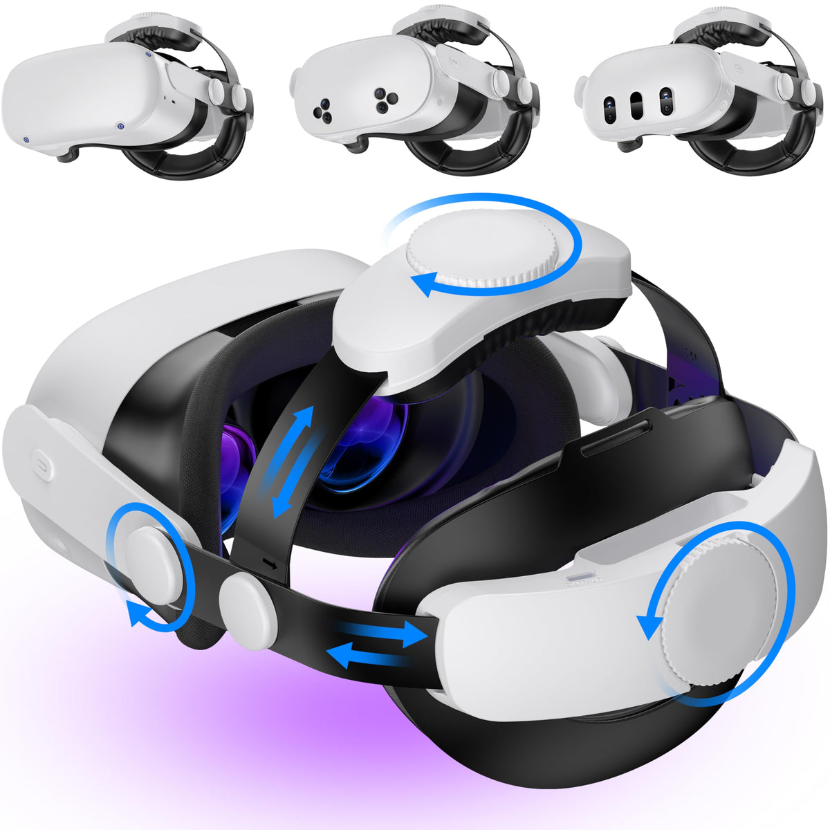 Kawaye for Meta Quest 3S/Quest 2/Quest 3 Head Strap, Double Knobs Adjustable Elite Strap Replacement,VR Headset Strap with Two Large Support Pad Enhanced Support, Reduce Pressure