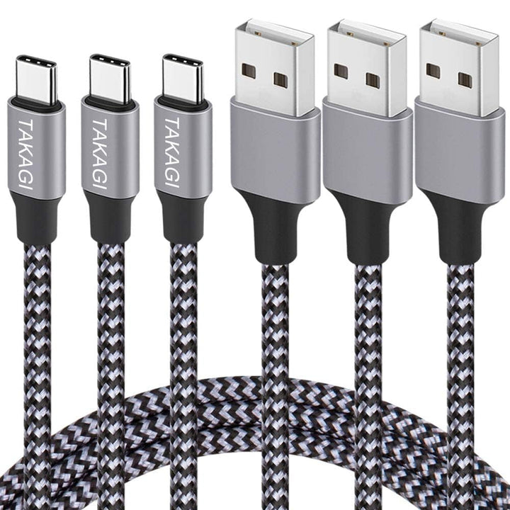 USB C Cable Fast Charging Nylon Braided 3Pack 6ft USB A to Type C Cord | USB C Charger Firewire Cable Data Sync Transfer for iPhone 18 Pro Max/17 Pro Max/16 Pro Max/16 Plus/15 Pro/Duo/iPad Air Mini