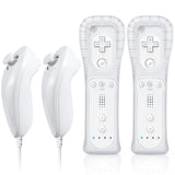 FASIGO Remote Controller with Nunchuck, Compatible with Nintendo Wii/Wii U | 2 Pack, White