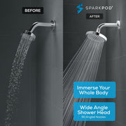 SparkPod Rain Shower Head, 6 Inch Round, Luxury Polished Chrome Finish | High Pressure Shower Heads, 90 Nozzles, Adjustable Showerhead, No Tools Needed, Universal Connection