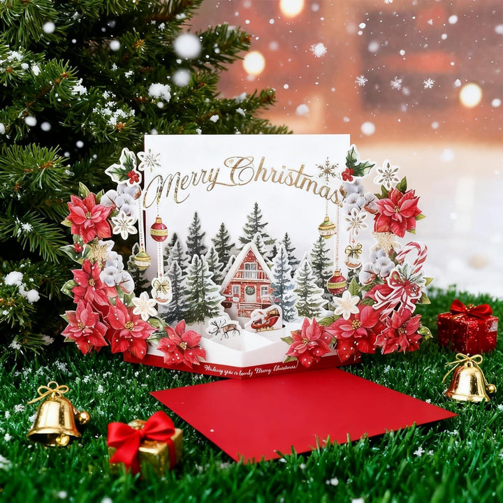 Christmas 3D Pop Up Card With Envelopes - 3D Holiday Greeting, Merry Christmas Card, Cozy House Card for Friends and Family - for Mom, for Grandma, for Dad, for Teacher, for Daughter