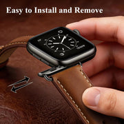 SUNFWR Leather Bands Compatible with Apple Watch Band for Men Women | 42mm 44mm 45mm 46mm 49mm, Top Grain Genuine Leather Replacement Strap, for iWatch Ultra, Series 12 11 10 9 8 7 6 5 4 SE 3 2 1
