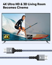 Highwings Long HDMI Cable 25FT 4K HDR High Speed HDMI 2.0 Cables | 18Gbps 2.0 Braided HDMI Cord, 4K HDR, HDR10, HDCP 2.2, ARC, Compatible with Roku TV/HDTV/PS5/Blu-ray