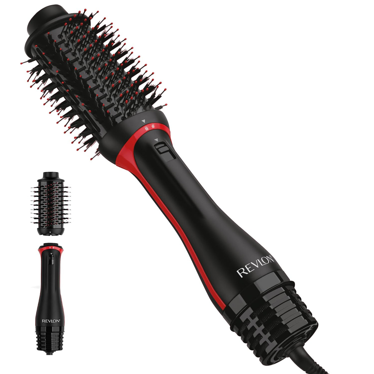 REVLON One-Step Volumizer Plus Hair Dryer and Styler, 2.4 in Barrel, Black | Soft waves, flips and curls, best for short to mid-length hair, 4 heat settings, detachable brush head