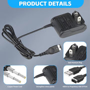 Vranzoral Gameboy Advance SP Charger - AC Wall Adapter & USB Charging Cable Compatible with Nintendo DS/GBA SP Systems, Portable Travel Power Cord for Gaming Accessories
