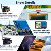 1080P HD Wireless Backup Camera - 1 Minute Magnetic Easy Install No Wiring | 7" Anti-Glare Monitor, Clear Night Vision, Solar 24H Long Life, Scratch-Proof Rear View Camera for Truck, Trailer, Small RV