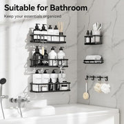 YASONIC Shower Caddy Adhesive, Rustproof Shower Shelves for Inside Shower | Large Capacity Shower Organizer, 6 Pack Bathroom Accessories with Soap Holder, No Drilling Bathroom Organizers and Storage