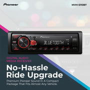 Pioneer MVH-S110BT 1-Din Digital Media Car Stereo with Bluetooth | Digital Media Receiver, USB Input, 50W x 4 Output, AM/FM Radio, iPhone & Android Compatible, Front & SW RCA Output