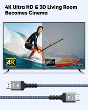 Highwings Long HDMI Cable 25FT 4K HDR High Speed HDMI 2.0 Cables | 18Gbps 2.0 Braided HDMI Cord, 4K HDR, HDR10, HDCP 2.2, ARC, Compatible with Roku TV/HDTV/PS5/Blu-ray