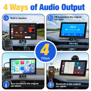 Carplay Screen for Car, 7 inch Wireless Carplay & Android Auto（Black） | Portable Touchscreen car play with Mirror Link，Bluetooth，Voice Control，Map Navigation，FM Transmit，Plug-and-Play car stereo