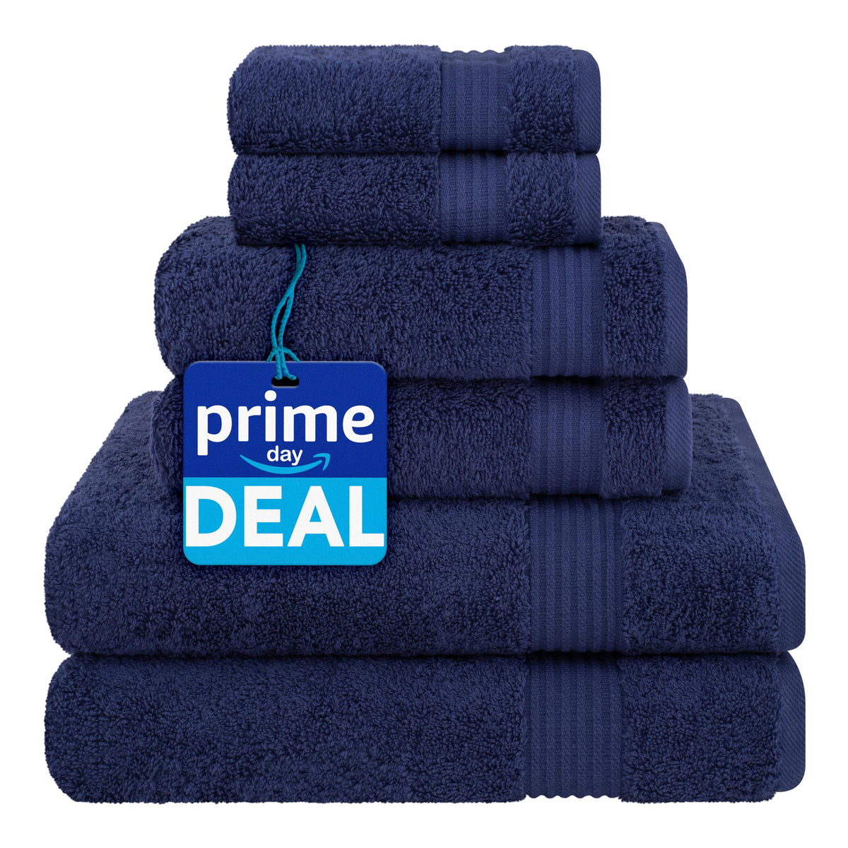 Cotton Paradise 100% Cotton Turkish Towel Set, Soft Absorbent Quick Dry, 6 Piece Towel Set, Navy Blue