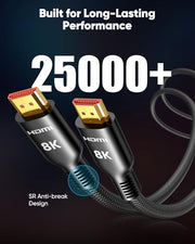 Highwings Long HDMI Cable 20 FT, 10K 8K Ultra HD High Speed 2.1 HDMI 48Gbps | Braided HDMI Cord-4K@120Hz 8K@60Hz, DTS:X, HDCP 2.2&2.3,eARC, HDR 10 Compatible with DVD Player/PS5/HDTV/Blu-ray
