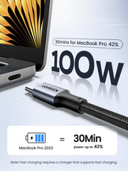 UGREEN 100W USB C to USB C Cable, Fast Charging, 2-Pack, 3.3ft, Black | For iPhone 18/17/16/15, MacBook Pro/Air, iPad Pro/Air/Mini, Galaxy S26/S25/S24, XPS, Pixel, Switch. Built-in E-marker chip