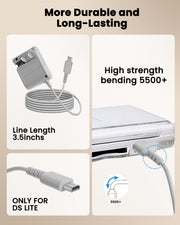 DS Lite Charger Kit Compatible with DS Lite 100-240V Wall Plug Adapter with 4 Stylus Pen for DS Lite