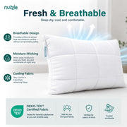 Nuzzle Pillow Standard Adjustable Neck Pillow,Soft Luxury Hotel Feel | Bed Pillows Standard with Adjustable Height & Firm Feel for Side, Back and Stomach Sleepers–Gift for Women & Men
