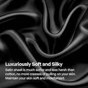 BEDELITE Satin Sheets Queen Size Bed Set, Black, 4 Pieces | Luxury Silky Bed Sheets, 15 Inch Deep Pocket, Similar to Silk, Soft and Cooling, Reduces Friction, Gentle on Hair and Skin