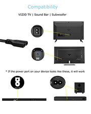 2 Prong AC Power Cord Compatible with Vizio D/E/M Series HDTV, Vizio Sound Bar Power Cable Replacement