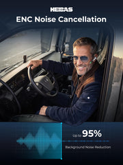 HEIBAS Bluetooth Headset, Wireless Earpiece with Mic for Work | 72H Playtime, 500mAh Charging Case, Hands-Free Calling with Mute Button for Work, Trucker, Office, Driving, iPhone, Black