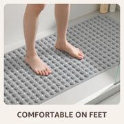 OTHWAY Bath Tub Shower Mat Non Slip, Bathtub Floor Liner Mats for Inside Shower Bathroom, Suction Cups and Drain Holes for Feet Scrubbing, Machine Washable, Soft on Feet, 35x16 Inch, Grey