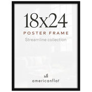Americanflat 18x24 Poster Frame - Slim Molding - Black | Polished plexiglass front, hangs vertical or horizontal, sawtooth hangers included, secure turn-tab backing