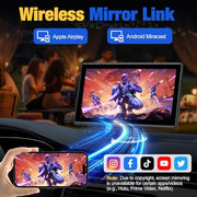 Carplay Screen for Car, 7 inch Wireless Carplay & Android Auto（Black） | Portable Touchscreen car play with Mirror Link，Bluetooth，Voice Control，Map Navigation，FM Transmit，Plug-and-Play car stereo