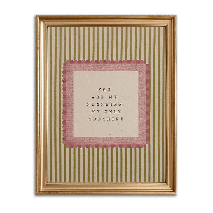 Vintage Nursery Wall Decor Poster Kid's Room Decor Print, 8"x10" Unframed | You Are My Sunshine Canvas Prints, Neutral Striped Baby Girl & Boy Nursery Decor, Toddler Room Bedroom Playroom Poster Prints