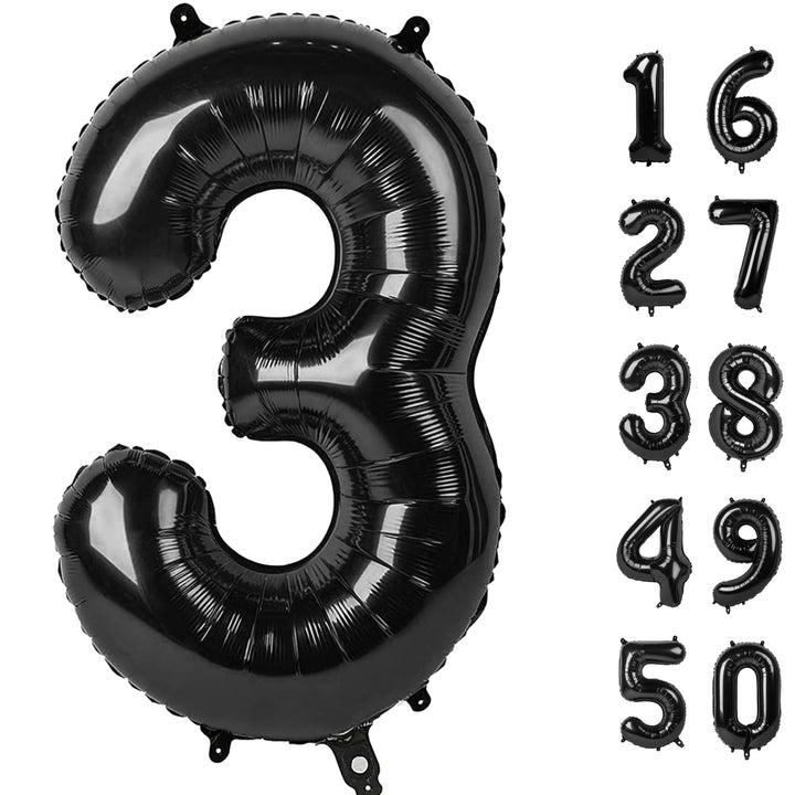 40 Inch Black Number 3 Balloons Foil Digital Helium Number Balloons | for 3rd 13 23 33 34 35th Birthday Anniversary Wedding Party Decorations,Jumbo Digital Balloon