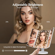 HUONUL 2X/3X/10X Magnifying Vanity Mirror with Light, Trifold Makeup Mirror | Touch Dimming, Dual Power, Clear View for Makeup, Skincare. Dorm Room Essentials. Birthday Gifts for Women, Mom, Wife, Girls