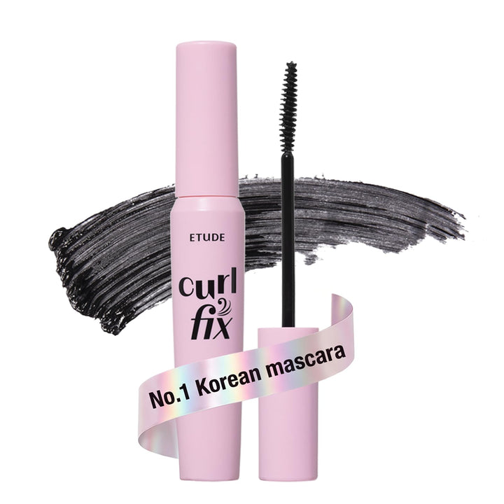 ETUDE Curl Fix Waterproof Mascara, Long-Lasting Curl, Black, 0.27 fl oz | Korean waterproof mascara, Lightweight, vegan, defined black lashes and long-lasting curl without smudging.