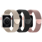 3 Pack Mesh Loop Compatible with Apple Watch Bands for Women Men | 40mm 41mm 38mm 42mm Metal Magnetic Integrated Strap for iWatch Series 12 11 10 9 8 7 6 5 4 SE3 2 1, Fit Daily, Work & Parties