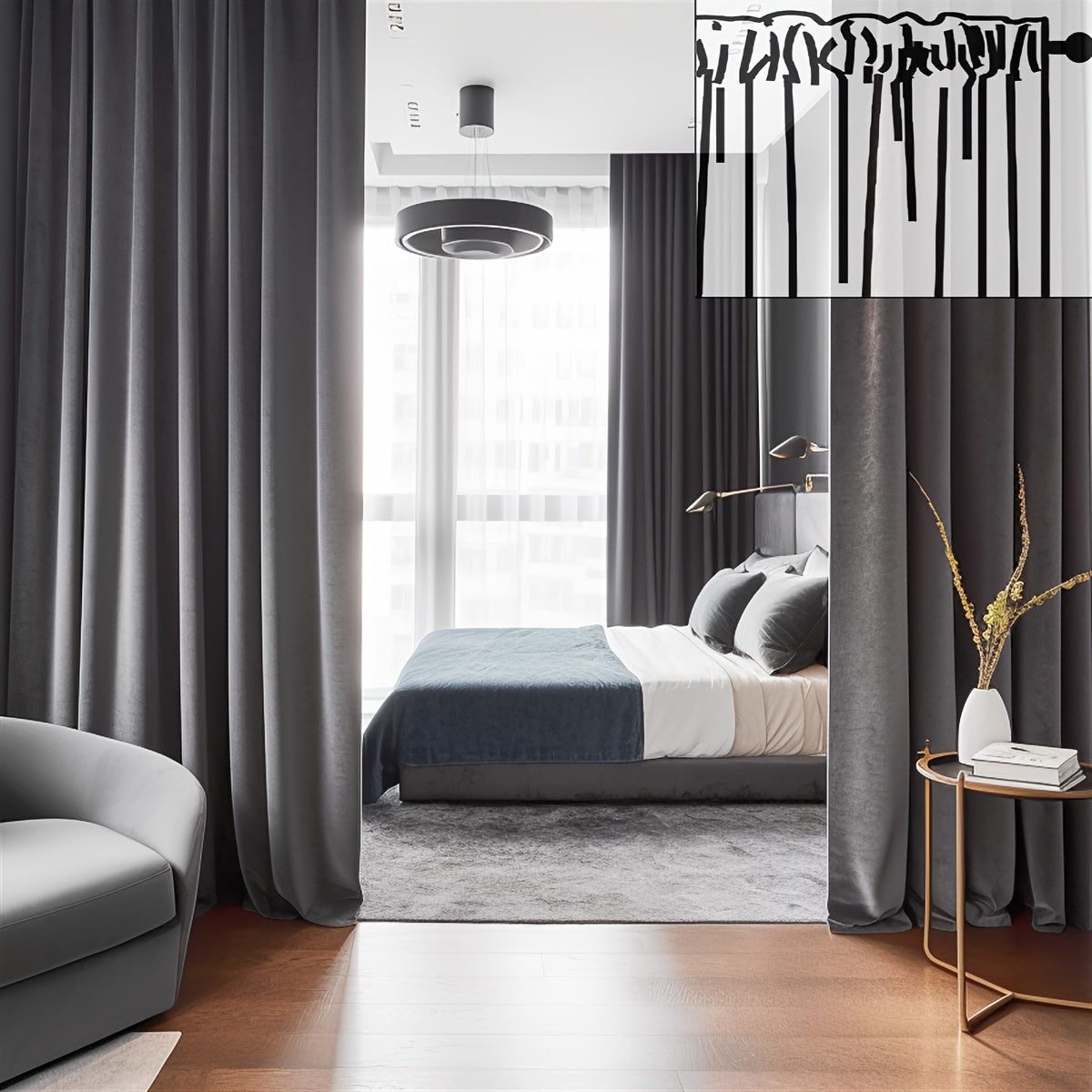 2 Panels\u002F Set Luxury Velvet Partition Curtains for Privacy, Room Divider Curtain Rod Pocket Curtains Office Home Decor