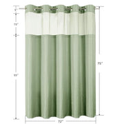 Colorful Star Sage Green No Hook Waffle Shower Curtain Set, 72 x 75 Inch | Waterproof Shower Curtain with Snap in Fabric Liner and Mesh Top Window, Hotel Style Heavy Duty Thick Bathroom Curtain