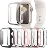 6-Pack Case with Screen Protector for Apple Watch SE3/SE2/SE/6/5/4 40mm | Hard-PC Protective Face Cover, Slim Bumper with Scratch Resistant Tempered Glass, HD Sensitive Touch Film for iWatch 40 mm