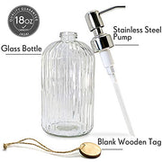 JASAI 18 Oz Clear Glass Soap Dispenser with Rust Proof Stainless Steel Pump | Refillable Liquid Hand soap Dispenser for Bathroom, Premium Kitchen Soap Dispenser (Clear).