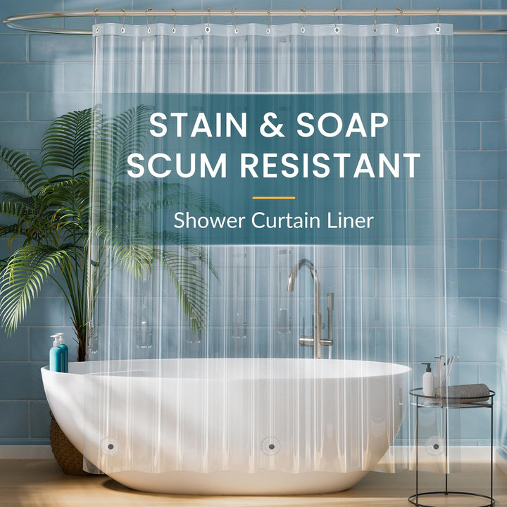 Titanker Shower Curtain Liner Clear Plastic Shower Liner 72 x 72 Lightweight Waterproof PEVA Shower Curtains for Bathroom with Magnets and Rustproof Grommets