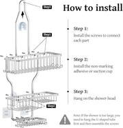 YASONIC Never Rust Shower Caddy Hanging, Aluminum Shower Racks for Inside Shower, 3-Tier Shower Organizer Hanging Over Shower Head with Hooks and Soap Holder, Silver
