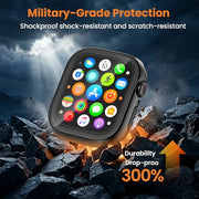 YIJDACASE 3 in 1 Waterproof Case for 40mm Apple Watch SE 3/2/1 Series 6/5/4 | 40mm PC Bumper 360 Full Face Cover Built-in Tempered Glass Screen Protector, Sensitive Touch Scratch, Matte Black