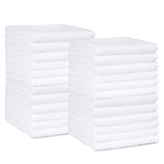 Amazon Basics Fast Drying Cotton Washcloths for Bathroom, Machine Washable, Soft and Highly Absorbent, 12 x 12 in, White, 24-Pack