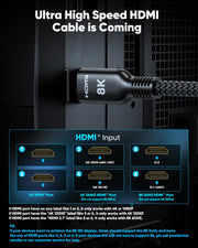 Highwings Long HDMI Cable 20 FT, 10K 8K Ultra HD High Speed 2.1 HDMI 48Gbps | Braided HDMI Cord-4K@120Hz 8K@60Hz, DTS:X, HDCP 2.2&2.3,eARC, HDR 10 Compatible with DVD Player/PS5/HDTV/Blu-ray