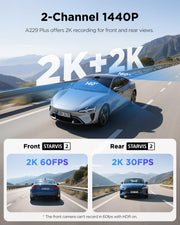 VIOFO A229 Plus Dash Cam Front and Rear, 2K Dual STARVIS 2 Sensors & HDR | 1440P+1440P Car Dash Camera, 5GHz Wi-Fi, Smart Voice Control, Ultra-Precise GPS, Built-in Supercapacitor, 24H Parking Modes
