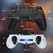 Wuthur 2 Pack Wireless Controller Compatible with PS4 / Pro/Slim (Black & White)